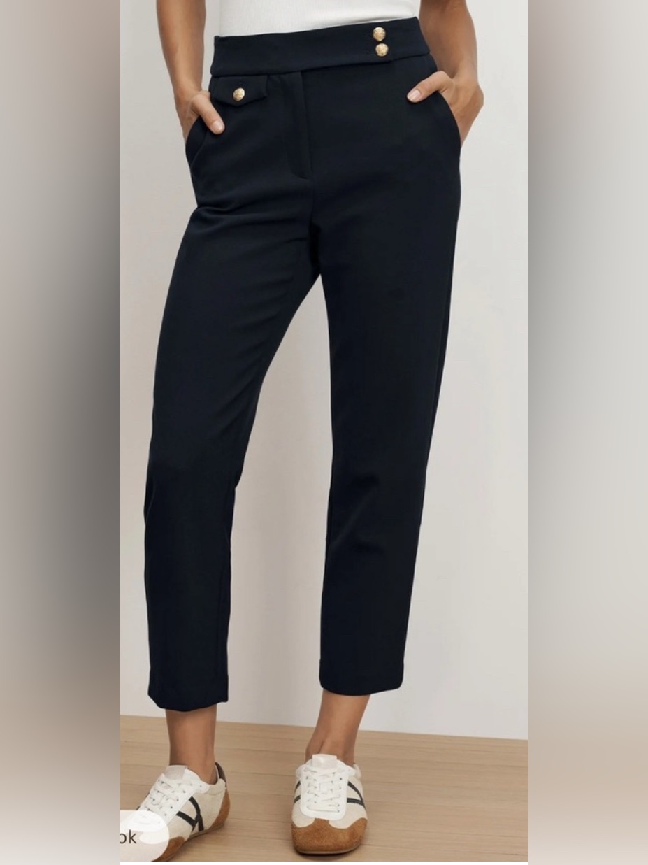 Veronica Beard Renzo Dress Pant Trouser Navy With Gold Buttons Nwt